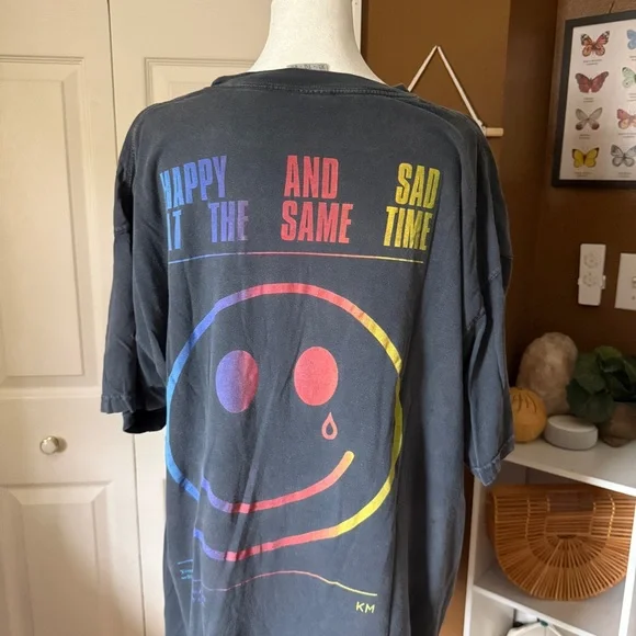 Comfort Colors Stone Wash “Happy and Sad at the Same Time” Graphic Tshirt / XL - Picture 5 of 10